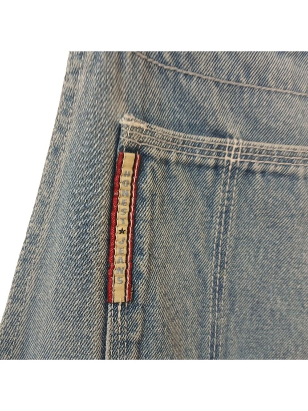 Vtg Abe Jeans Denim Overalls Womens Sz L Adj Straps Front Pocket Made Macau #B3 - Picture 5 of 13